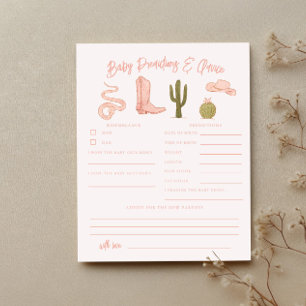Cowgirl Shower Baby Predictions & Conseils Card