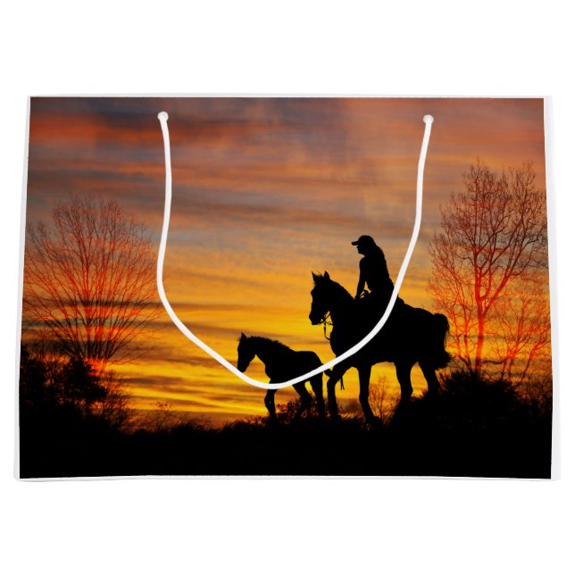 Cowgirl Sunset Horseback Ride Cadeau Sac (Devant)