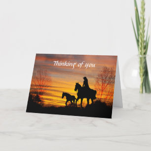 Cowgirl Sunset Horseback Ride Carte de voeux