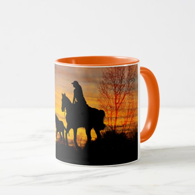 Cowgirl Sunset Horseback Ride Coffee Mug (Devant droit)
