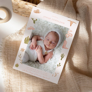 Cowgirl Western Baby Photo Faire-part de naissance