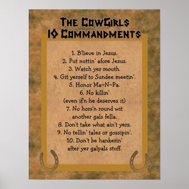 Cowgirls 10 Commandments POSTER Imprimer (Devant)