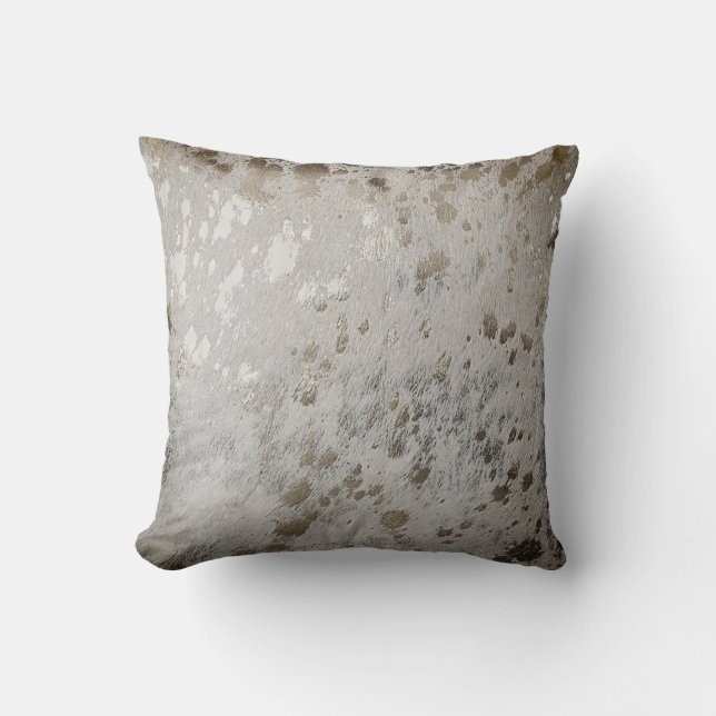 Cowhide Argent Imprimer Coussin à lancer métalliqu (Recto)