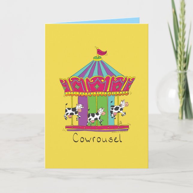 Cowrousel - Carrousel de vache drôle Carte de voeu (Devant)