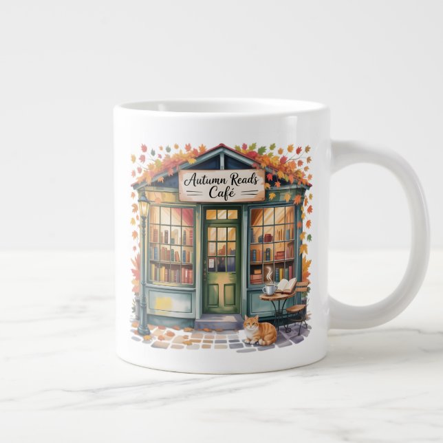 Cozy Autumn Book Café Mug — Open Book & Lantern  (Droite)