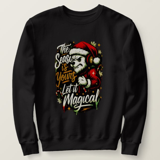 Cozy Christmas Bear DJ Sweatshirt Festive Holiday (Design devant)