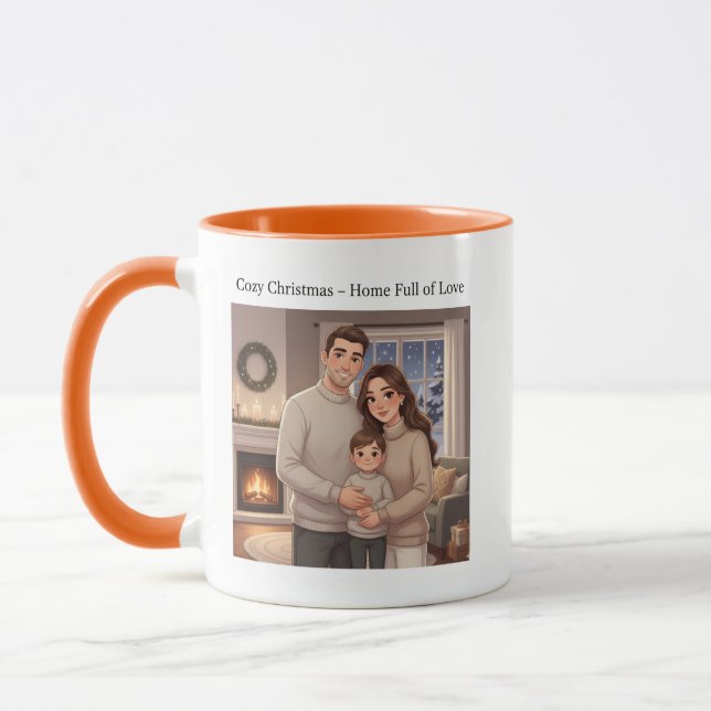 Cozy Christmas Family Mug – Holiday Gift Illustrat (Gauche)