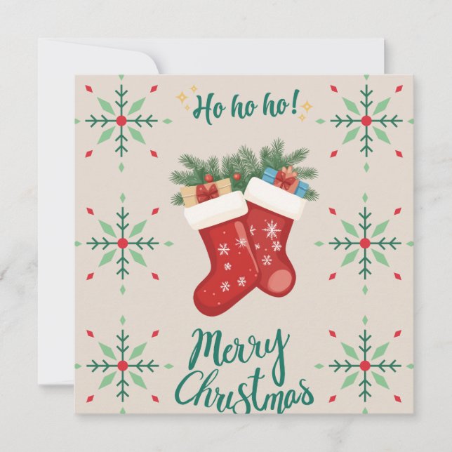 Cozy Christmas Stockings Card – Festive Holiday Gr (Devant)