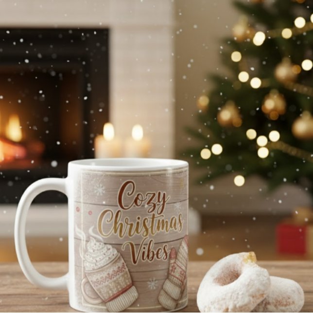Cozy Christmas Vibes Mug | Rustic Winter Cabin Coc (Créateur téléchargé)