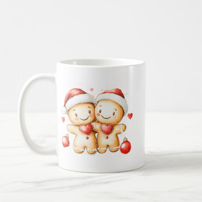 Cozy Gingerbread Man Hug | Festive Holiday Mug (Gauche)