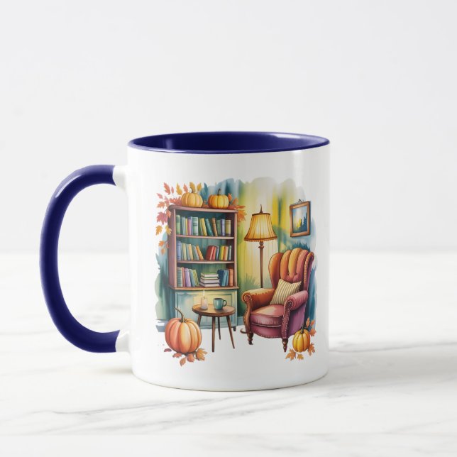 Cozy Home Reading Mug — Framed Wall & Book Shelf (Gauche)