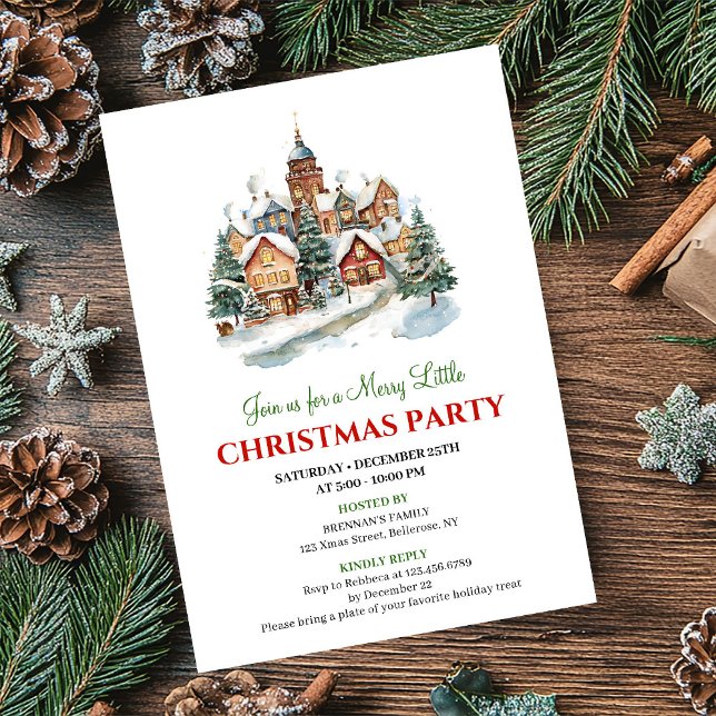 Cozy minimalist Christmas scene holiday invitation (Cozy minimalist Christmas scene holiday invitation)
