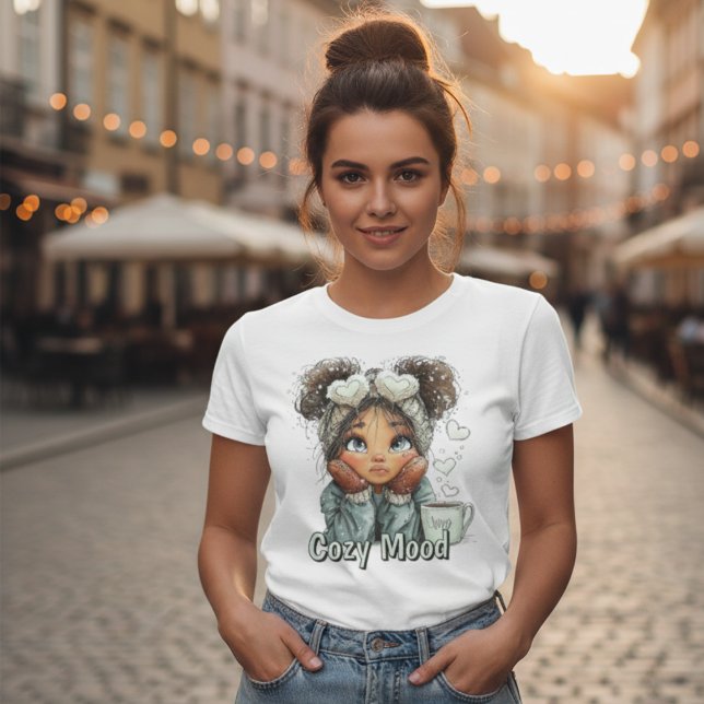 Cozy Mood Cute Winter Girl Women’s T-Shirt (Créateur téléchargé)