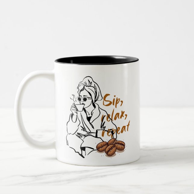 Cozy Morning Coffee Chill Vibes Aesthetic Mug (Gauche)