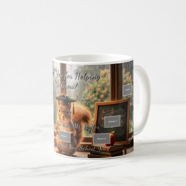 Cozy Rainy Day Squirrel Teacher Appreciation Mug (Devant droit)