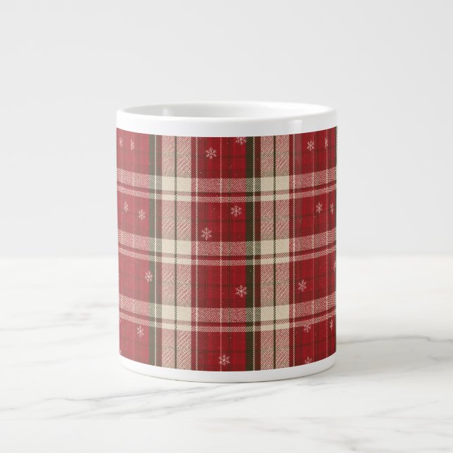 Cozy Red Plaid Snowflake Holiday Mug (Devant)