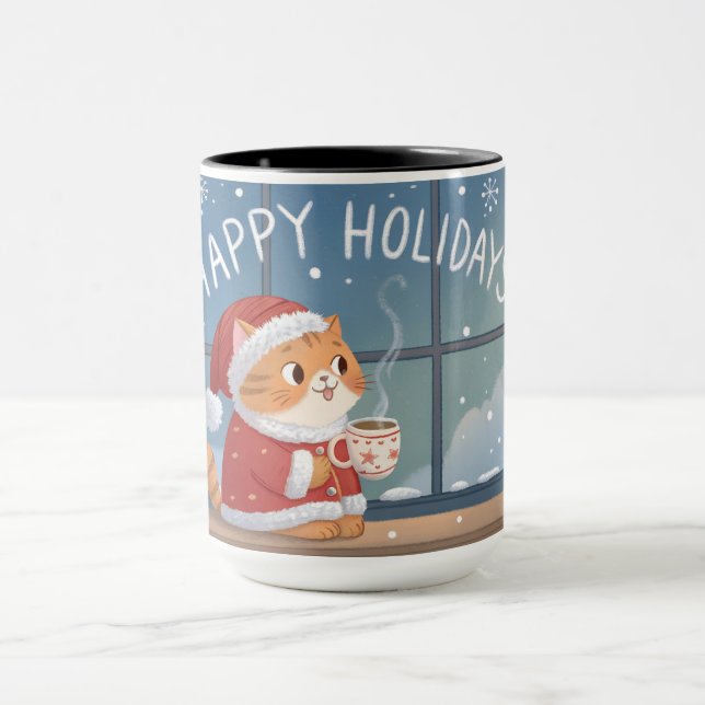  Cozy Santa Cat Holiday Mug (Centre)