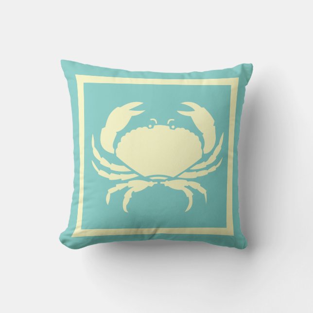 CRAB, blanc cassé sur coussin bleu (Recto)
