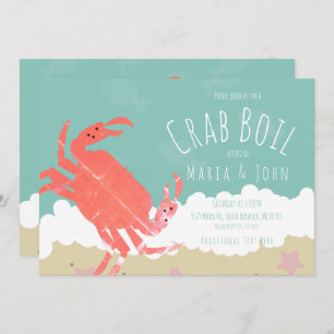 Crab bouil Party Sand Ocean Waves Invitation
