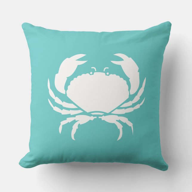 CRAB nautique extérieur turquoise bleu mer coussin (Recto)
