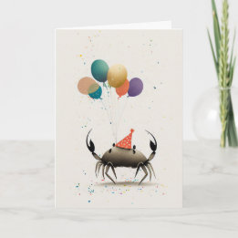 Crabe avec Ballons colorés Carte de voeux