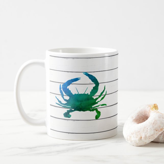 Crabe bleu Aquarelle Peinture Mug (Avec donut)