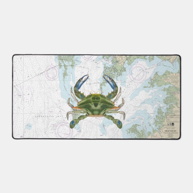 Crabe bleu avec carte marine de la baie Chesapeake (Recto)