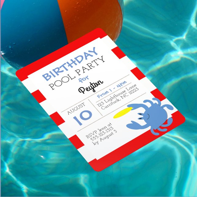Crabe Bleu Nautique Fête d'été Invitation (Créateur téléchargé)