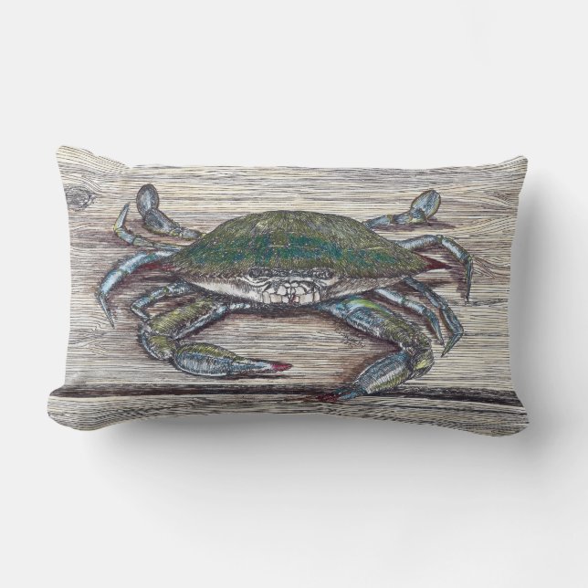 Crabe Bleu sur quai Lumbar Lisse oreiller (Recto)