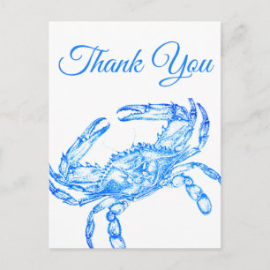 Crabe bleu vintage - merci Carte postale
