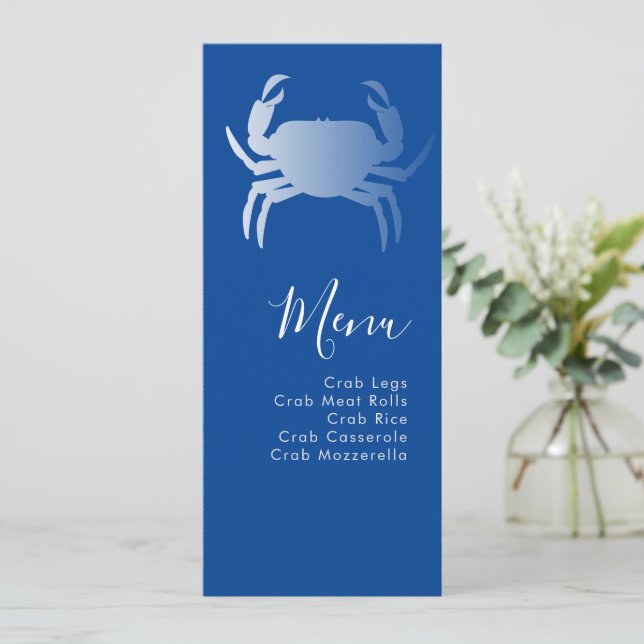 Crabe Boule Nautique Bleu Plage Menu Mariage (Debout devant)