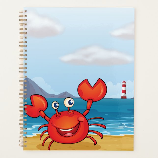 Crabe heureux sur la plage avec un phare (Devant)