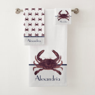 Crabe Maroon bordeaux Nautique Bain rouge et gris