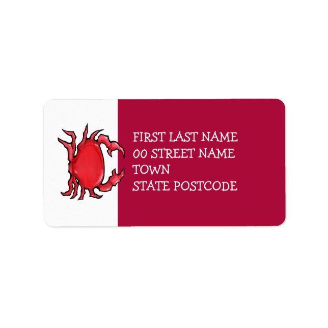 Crabe rouge Étiquette de adresse (Devant)