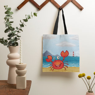 Crabe Rouge Heureux Sur Un Sac fourre-tout De Plag