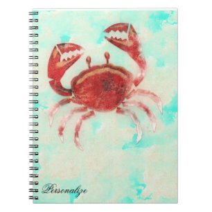 Crabe Rouge Océan Mer Élégant Beach Journal Person