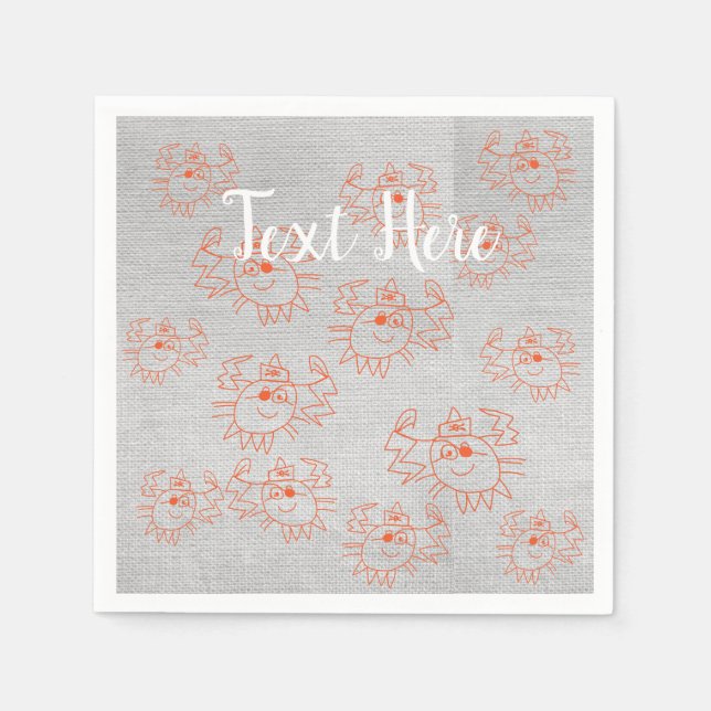 Crabes serviettes en papier personnalisé (Devant)