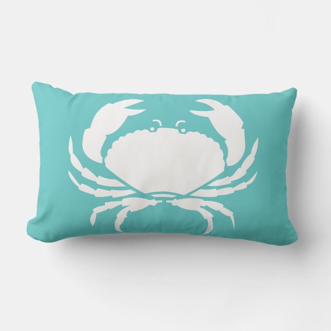 CRABS BLANC sur coussin bleu turquoise (Recto)