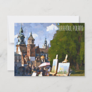 Cracovie Pologne Peinture à l'huile Carte postale 
