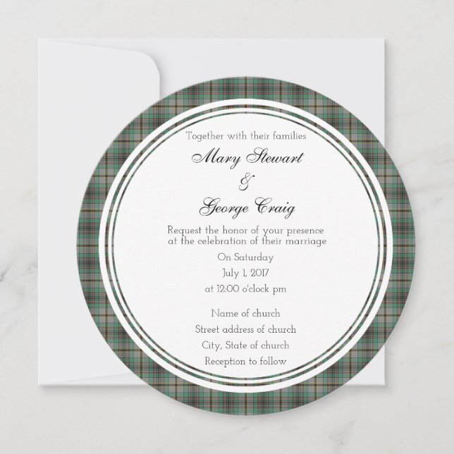 Craig Scottish Mariage Round Invitation (Devant)
