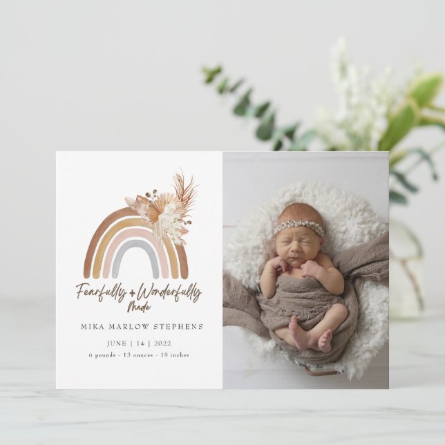 Craindre et merveilleusement fait Faire-part bébé (Debout devant)