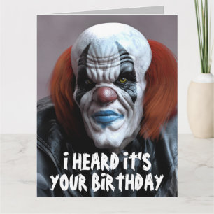 CRAINTE MAL CLOWN FUNNY BIRTHDAY HUG Carte de voeu