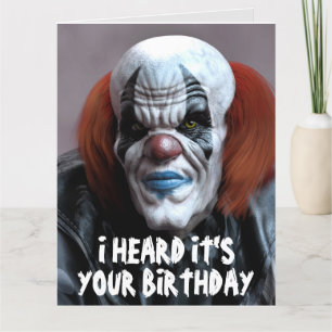 CRAINTE MAL CLOWN FUNNY GRANDE CARTE D'ANNIVERSAIR