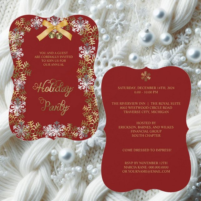 Cranberry Elegant Snowflake Corporate Invitation (Créateur téléchargé)