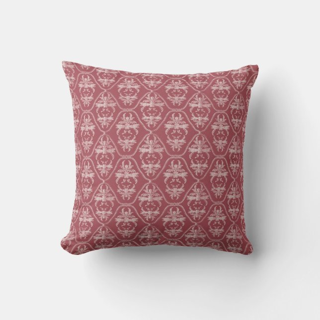 Cranberry et rose Damask MOJO Coussin (Recto)
