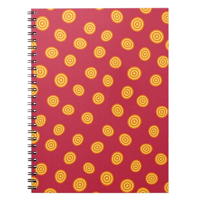 Cranberry rouge et orange cercles mignons carnet (Devant)