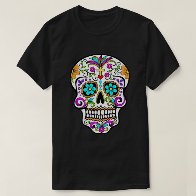 Crâne à sucre "Jour des morts" T-shirt (Design devant)