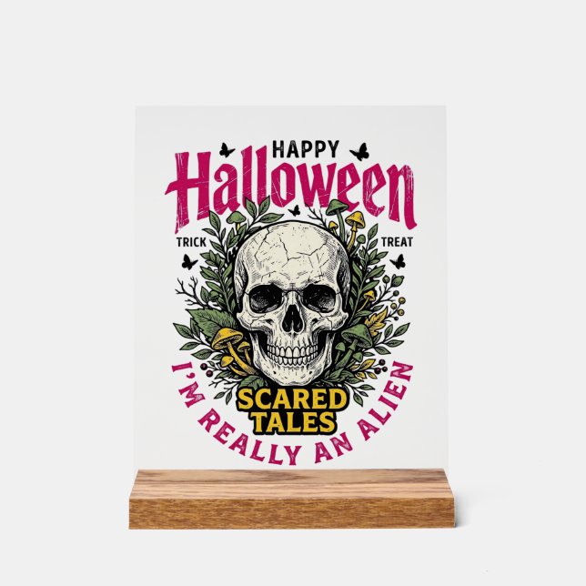 Crâne Alien Graphique Halloween Vintage pour T-Shi (Recto)