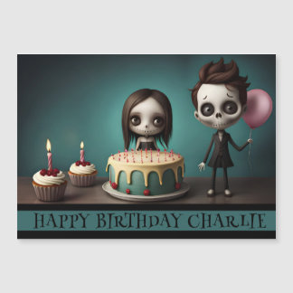crâne amis aimant carte d'anniversaire ballons de 