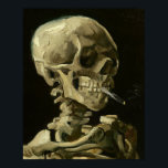 Crâne avec cigarette par Van Gogh Affiche<br><div class="desc">Peintures expressionnistes de Van Gogh : Crâne avec toile de cigarette brûlante</div>